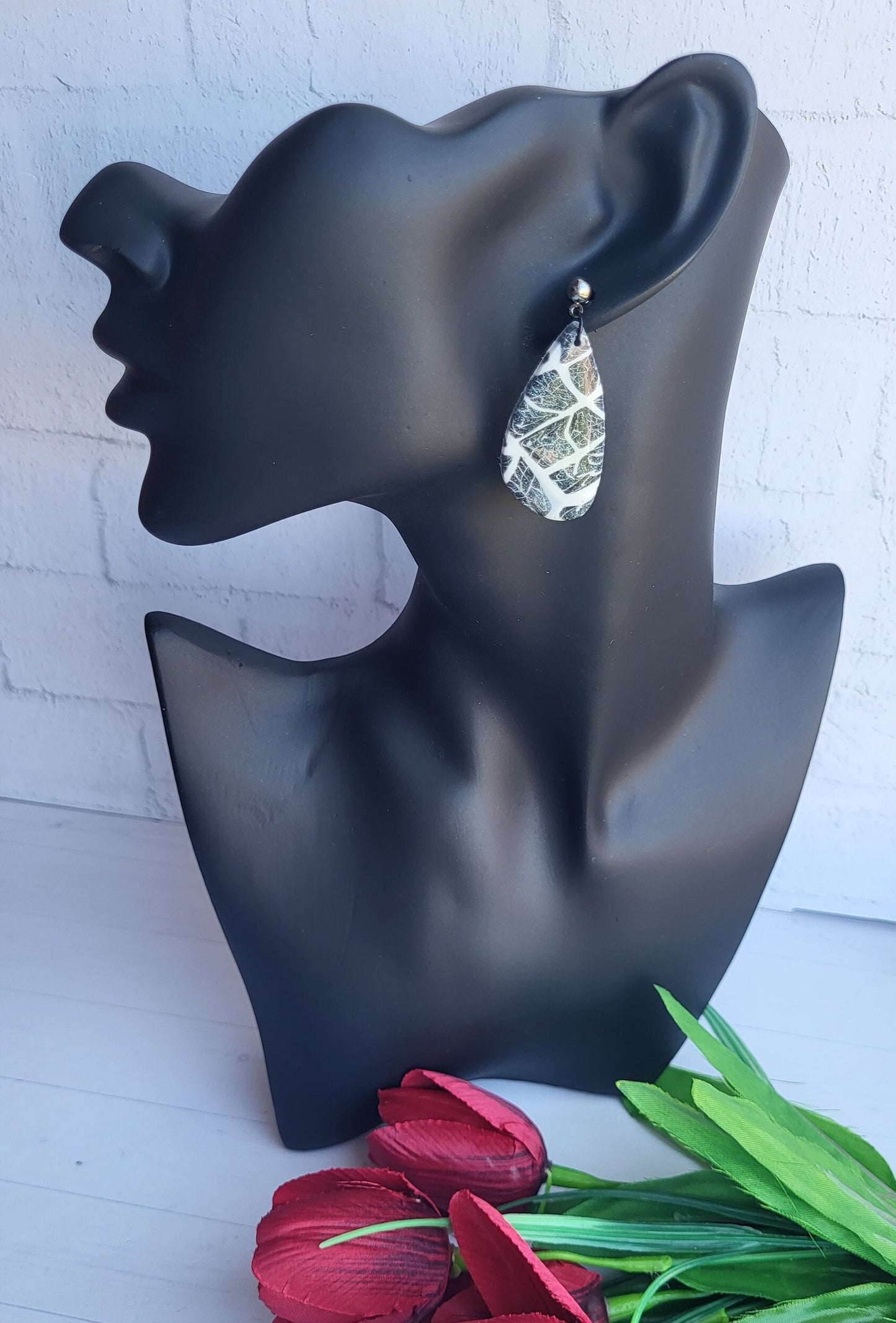 Handmade Black Zebra Print Polymer Clay Earrings | Animal Print Dangle Earrings | Statement Animal Dangle Earrings | Handmade Jewelry