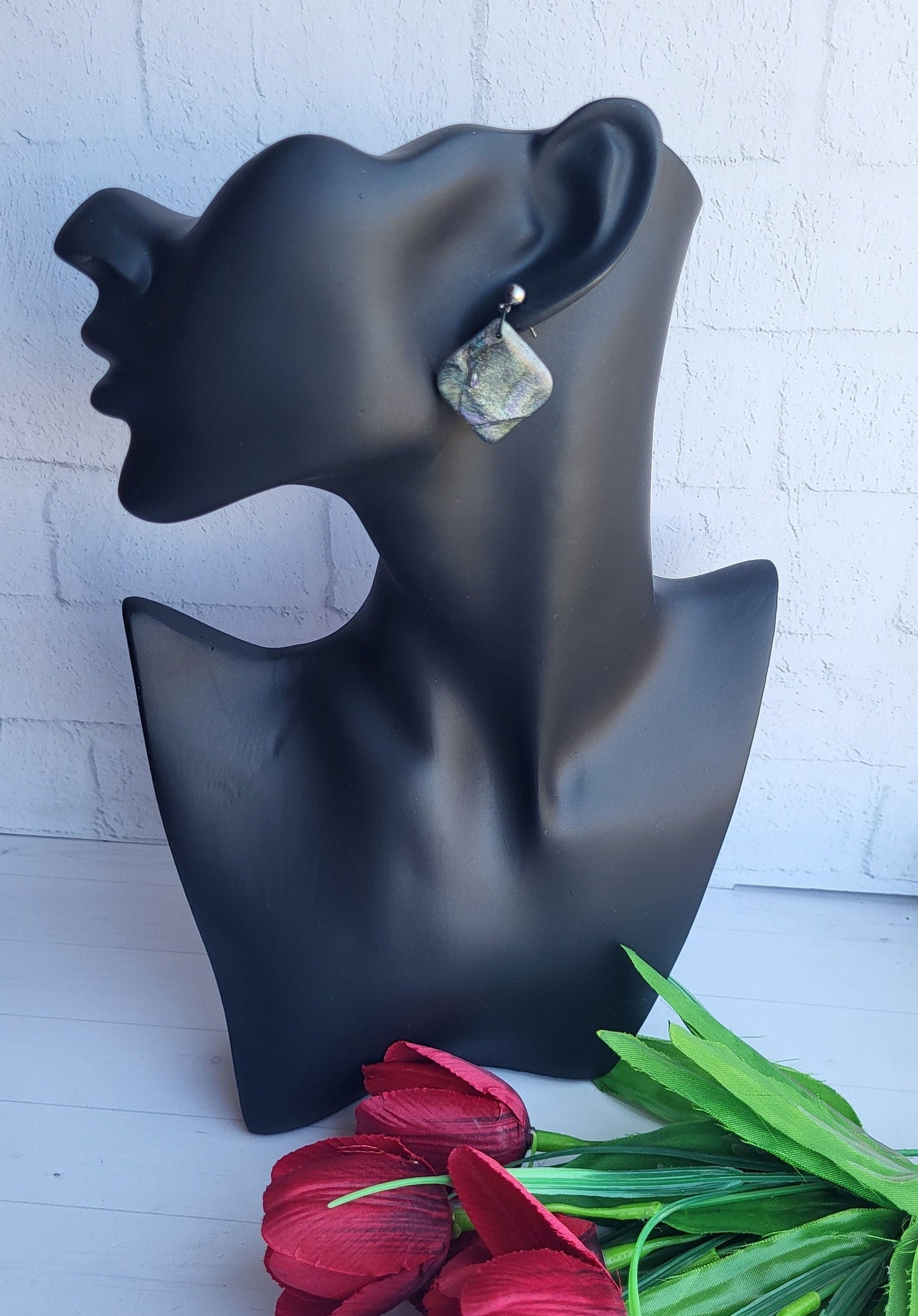 Iridescent Polymer Clay Drop Earrings/Unique Textured Polymer Clay Jewelry/Chic Polymer Clay Earrings for Everyday Wear