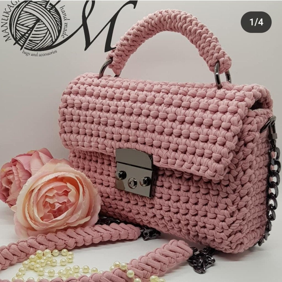 Handmade bag made of high-quality knitted threads