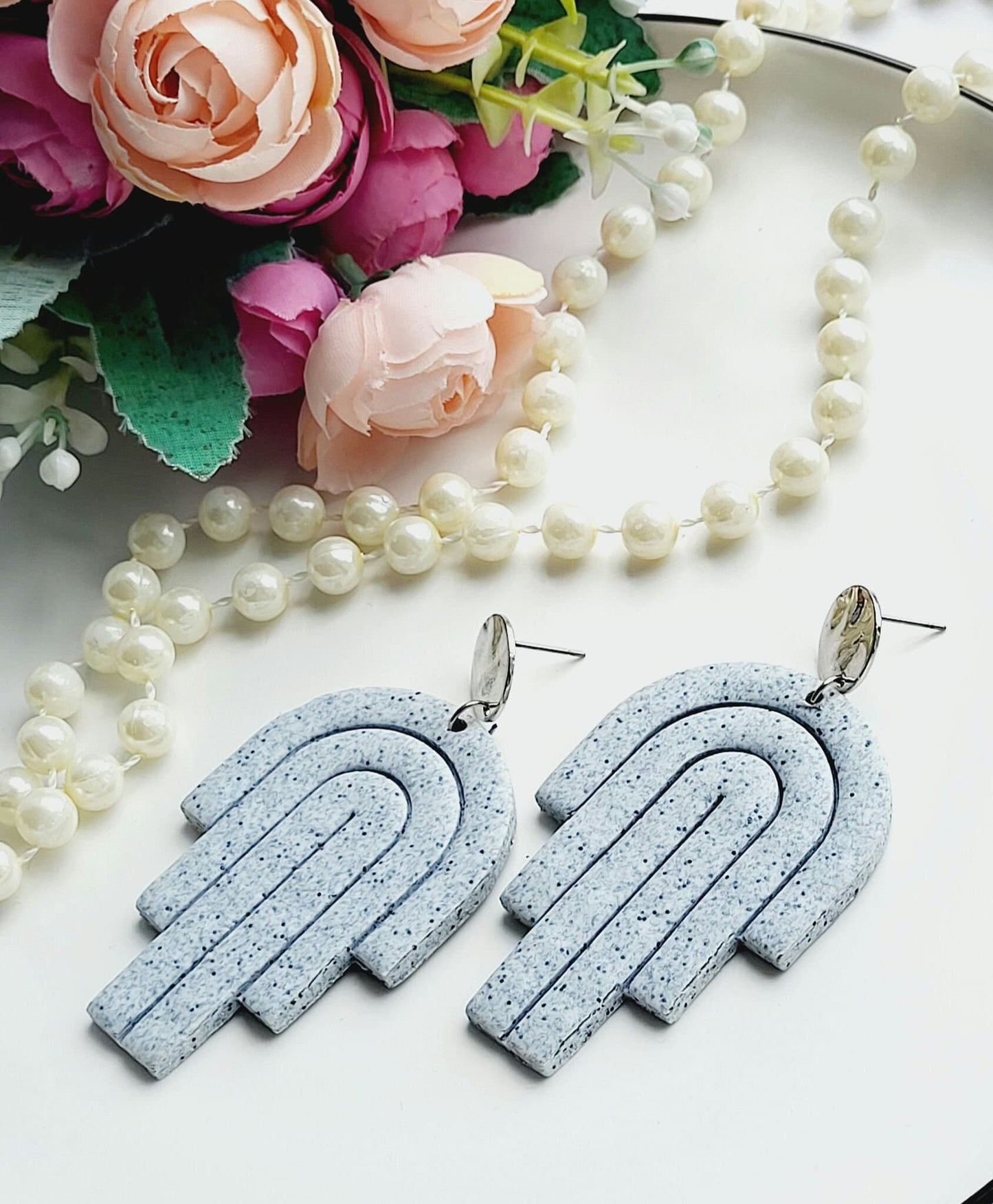 Modern Arch Polymer Clay Earrings/Minimalist Polymer Clay Arches/Handcrafted Arch-Shaped Earrings