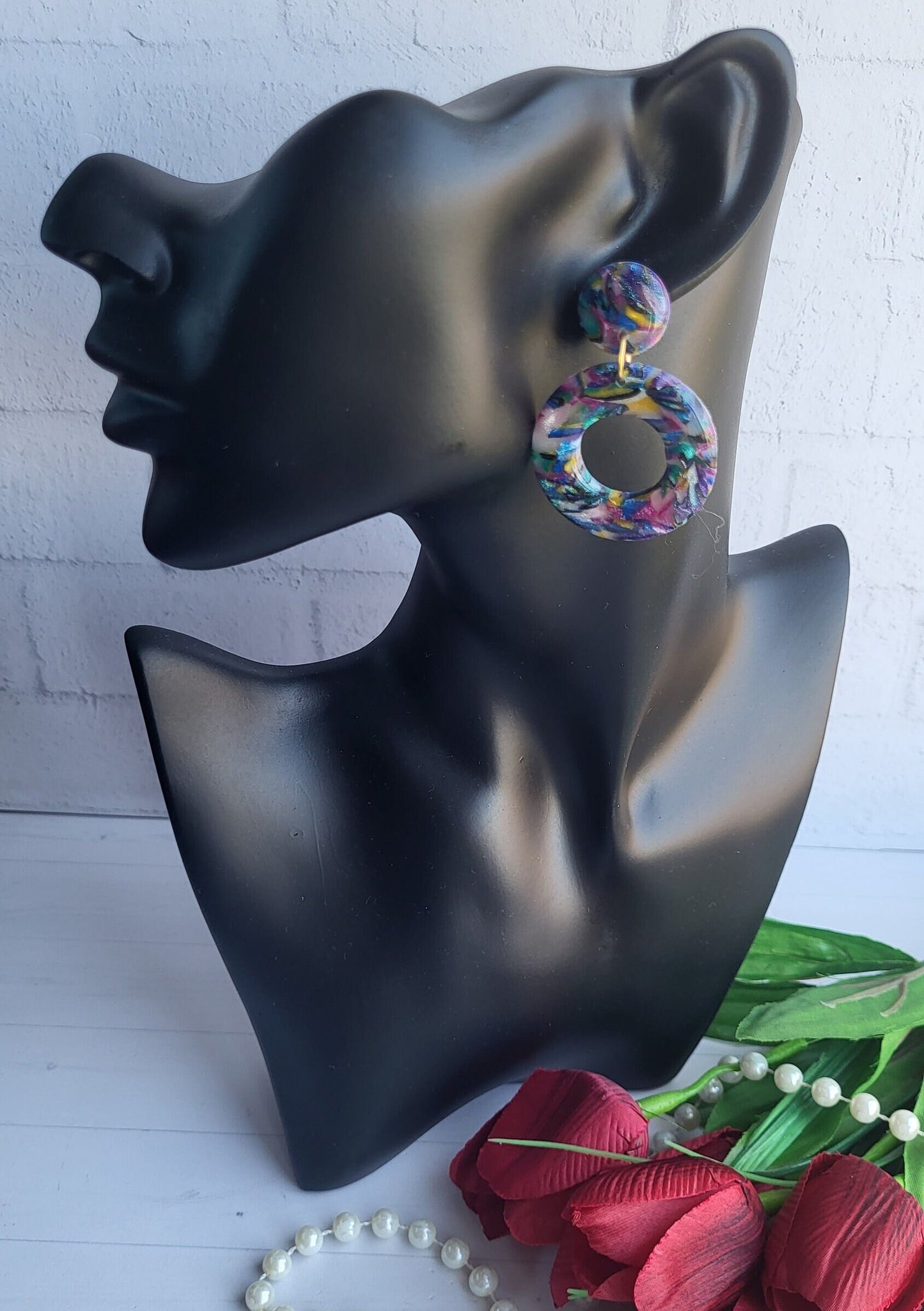 Glossy Multicolor Polymer Clay Earrings for a Trendy Look/Fashionable Polymer Clay Jewelry with Unique Artistic Designs/