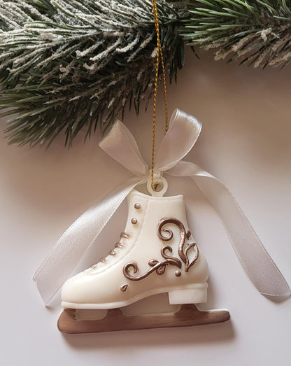 Rustic White and Brown Handmade Epoxy Resin Christmas Ornaments/Unique Handmade Christmas Decorations in Neutral Tones