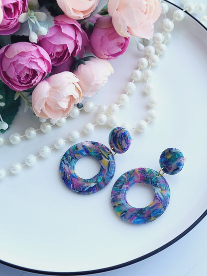 Glossy Multicolor Polymer Clay Earrings for a Trendy Look/Fashionable Polymer Clay Jewelry with Unique Artistic Designs/