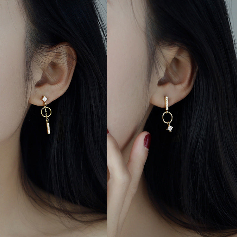 Asymmetrical 18K Gold-Plated Geometric Earrings