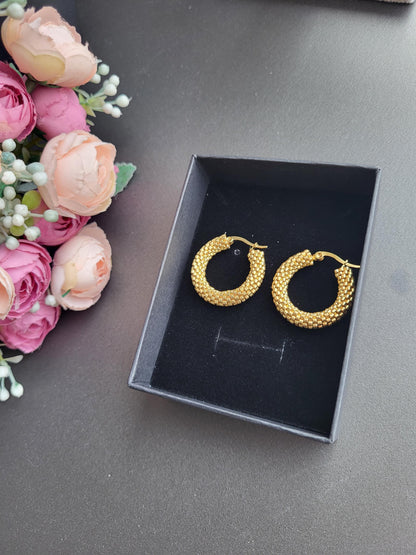 Gold Miyuki Beaded Hoops – Handcrafted Luxury/Artisan Handmade Miyuki Beaded Earrings/Sophisticated Handmade Miyuki Beaded Jewelry