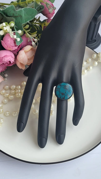 Handmade Polymer Clay Jewelry Set | Pine Green and  Black Marble Effect | Fashionable Round Earrings & Necklace | Unique Fashion Jewelry Set