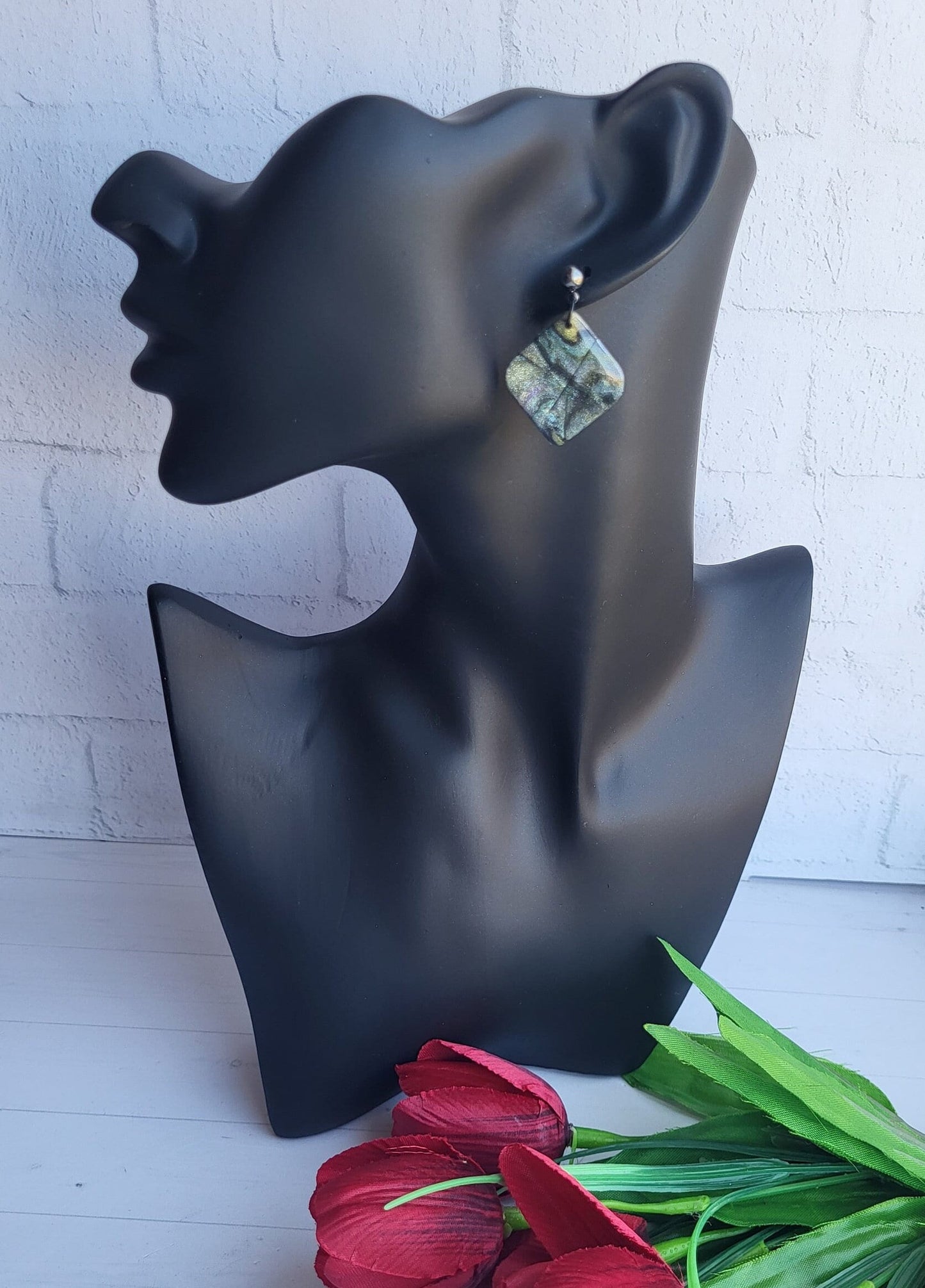 Glossy and Textured Clay Earrings/Artistic Polymer Clay Jewelry Design/Modern Handmade Statement Earrings