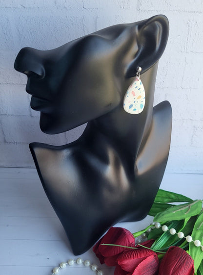 Handmade Teardrop Polymer Clay Earrings | Unique Statement Jewelry | Silver Stud Earrings | Statement Earrings | Gift for Her | Chic Earring