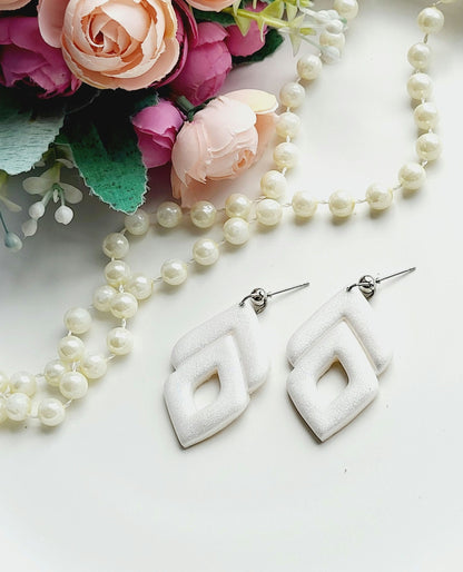 Overlapping Diamond Polymer Clay Earrings | Handmade Statement Earrings | Unique Geometric Jewelry | Fashion Luxury Earrings | Gift for Her