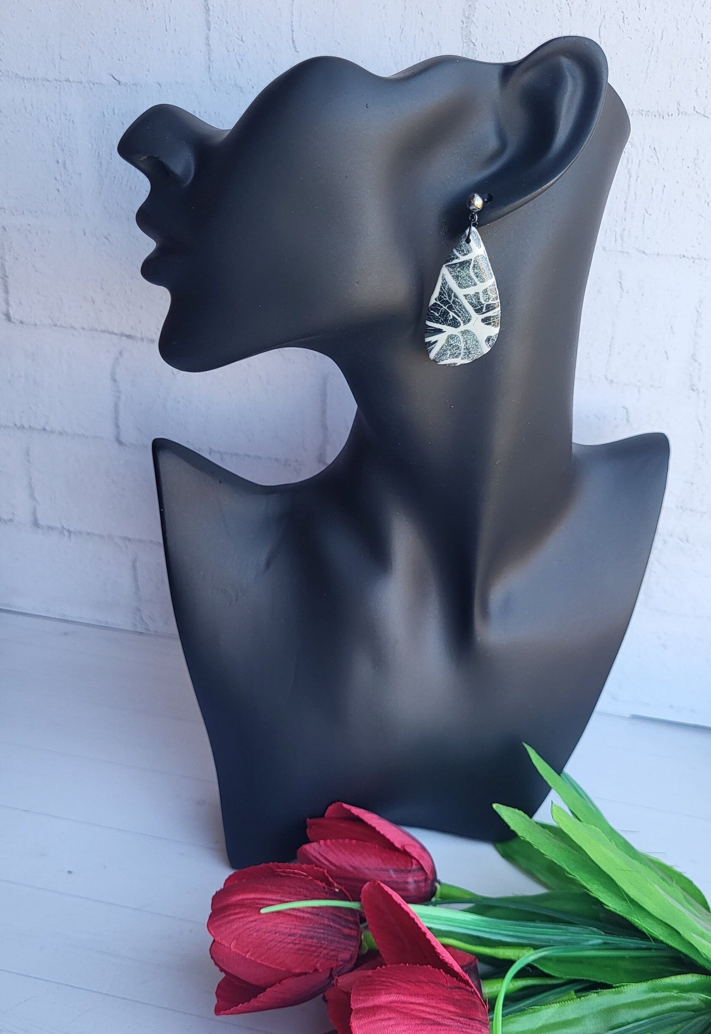 Handmade Black Zebra Print Polymer Clay Earrings | Animal Print Dangle Earrings | Statement Animal Dangle Earrings | Handmade Jewelry