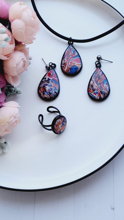 AESTHETIC NECKLACE | Teardrop Earrings | Antique Style Ring | Handmade Jewelry Set | Stunning Designer Eye Catching Comfortable Jewelry Set