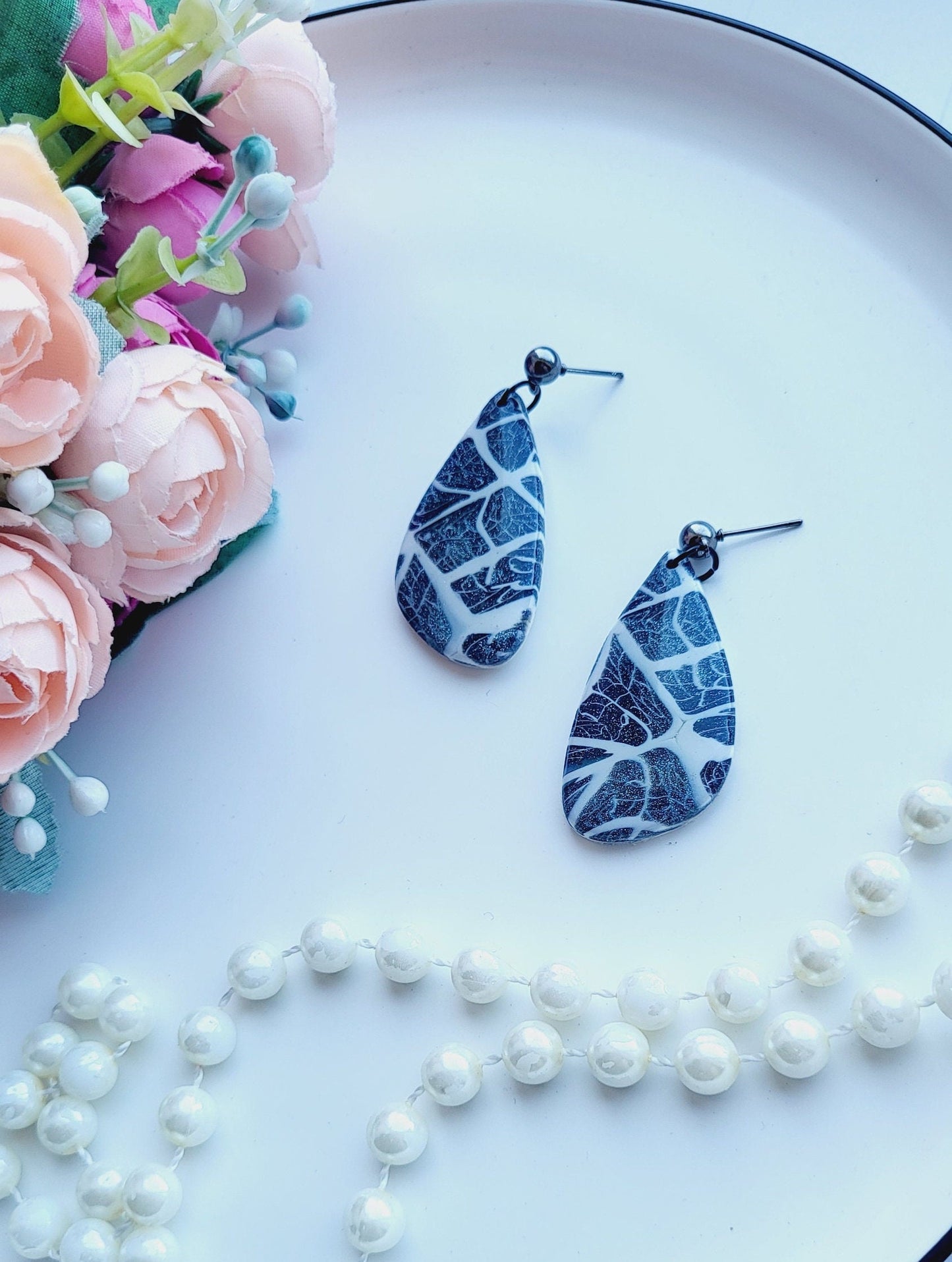 Handmade Black Zebra Print Polymer Clay Earrings | Animal Print Dangle Earrings | Statement Animal Dangle Earrings | Handmade Jewelry