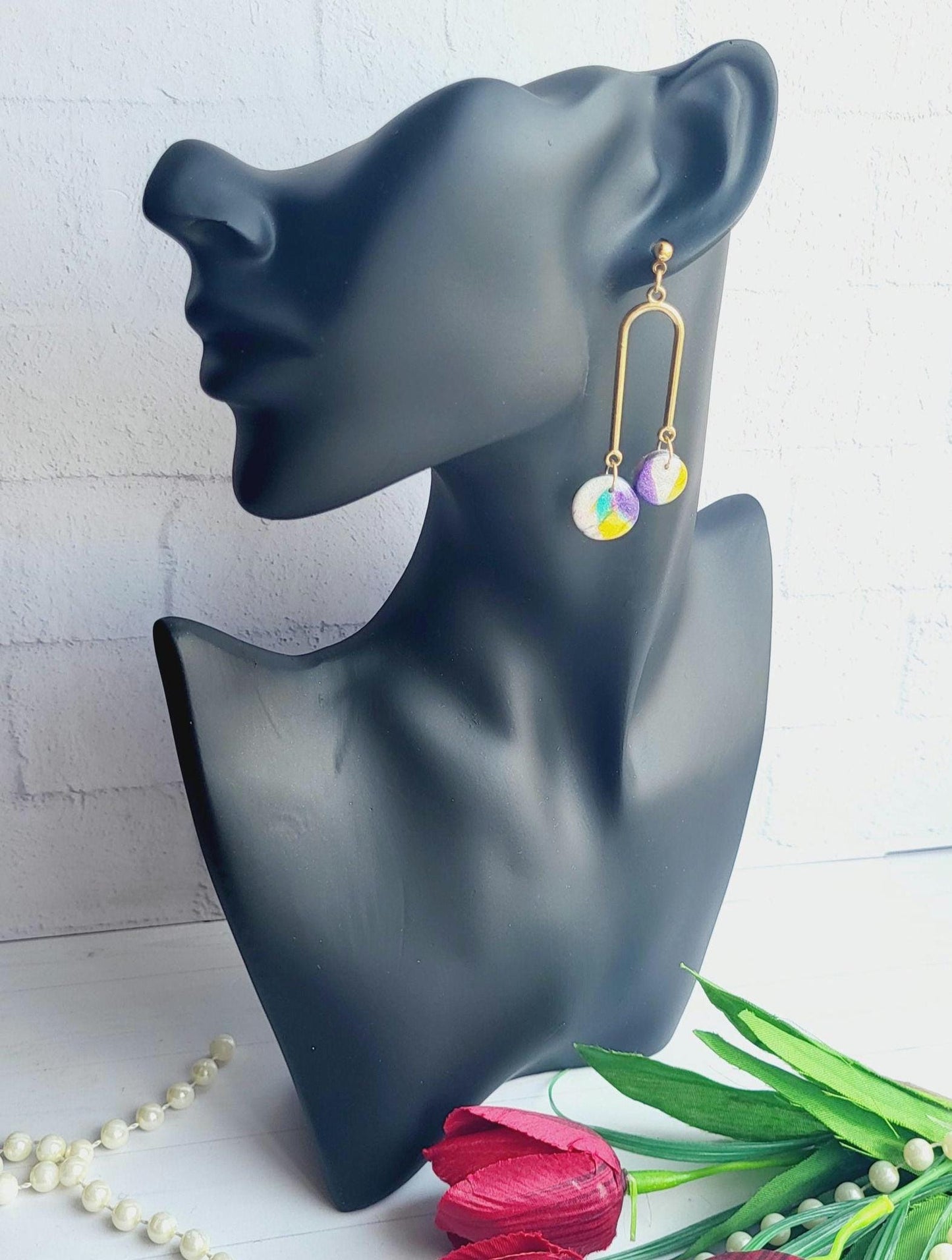 U Shaped Dangle Earrings | Abstract Polymer Clay Arch Earrings | Handmade Statement Jewelry for Women | Modern Geometric Gift for Her