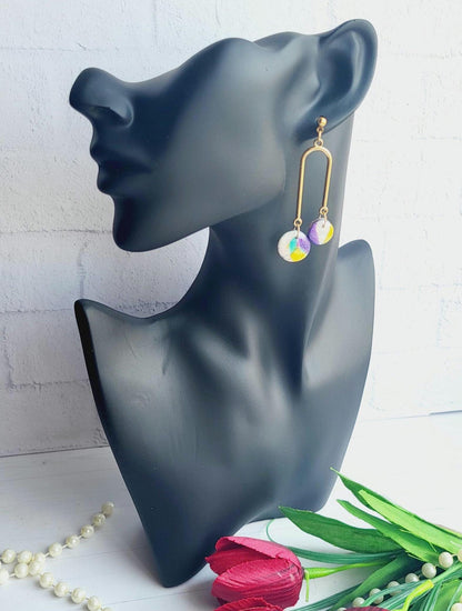 U Shaped Dangle Earrings | Abstract Polymer Clay Arch Earrings | Handmade Statement Jewelry for Women | Modern Geometric Gift for Her