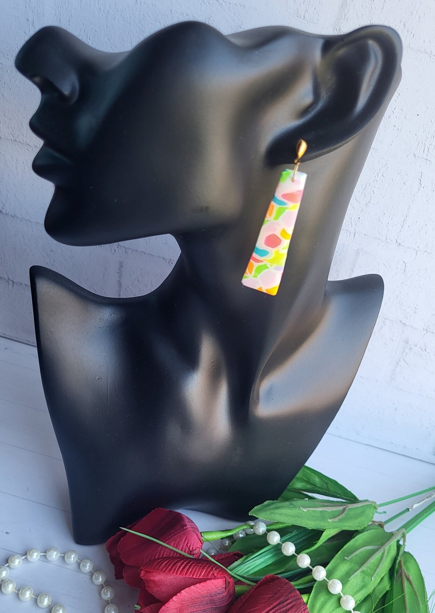 Geometric Polymer Clay Earrings in Playful Colors/Modern Geometric Earrings with Bright Patterns/Colorful Abstract Polymer Clay Earrings