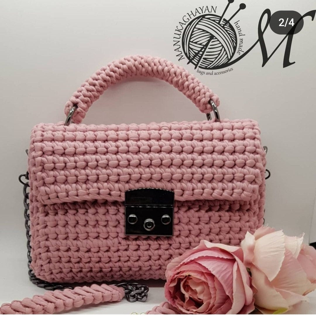 Handmade bag made of high-quality knitted threads