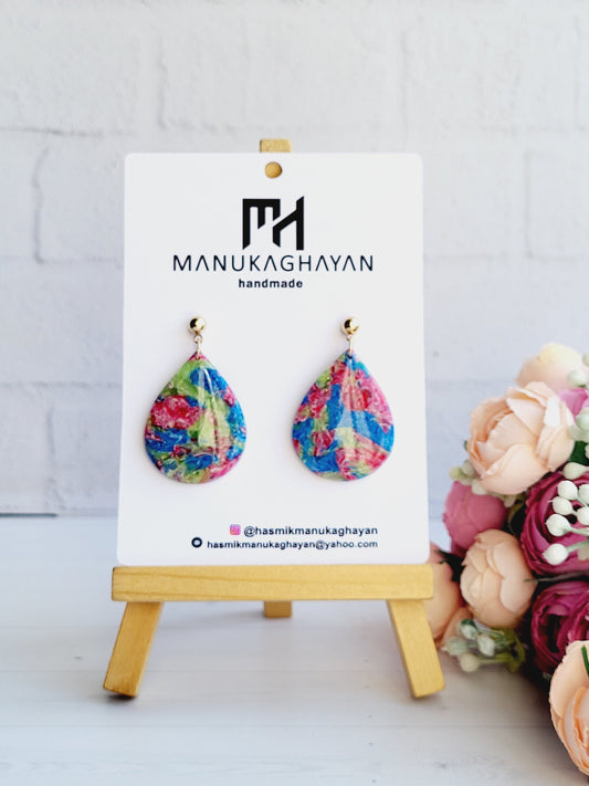 Handmade Teardrop Shaped Polymer Clay Earrings | Vibrant Dangle Statement Earringsy |  Drop earrings | Handmade Jewelry | Dangle Earrings