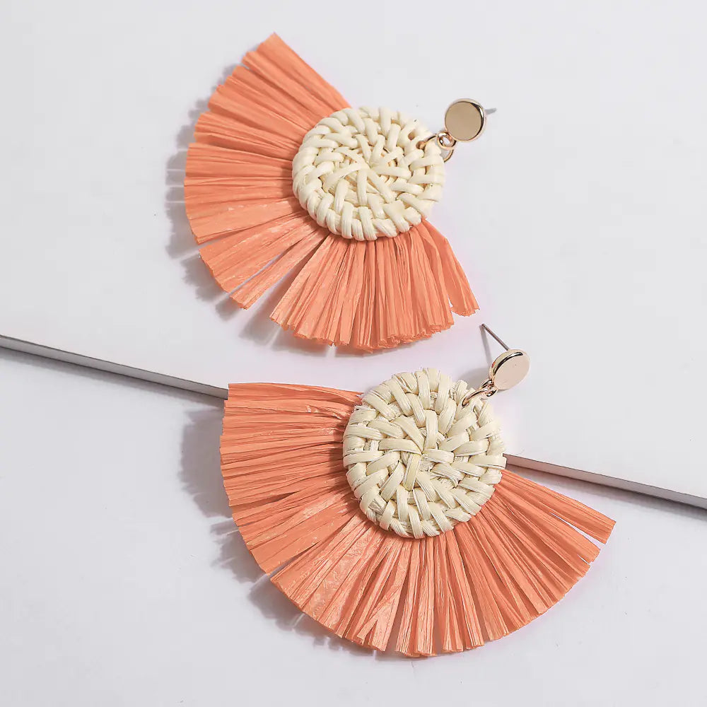 Rattan Tassel Earrings - Chic Handmade Statement Jewelry