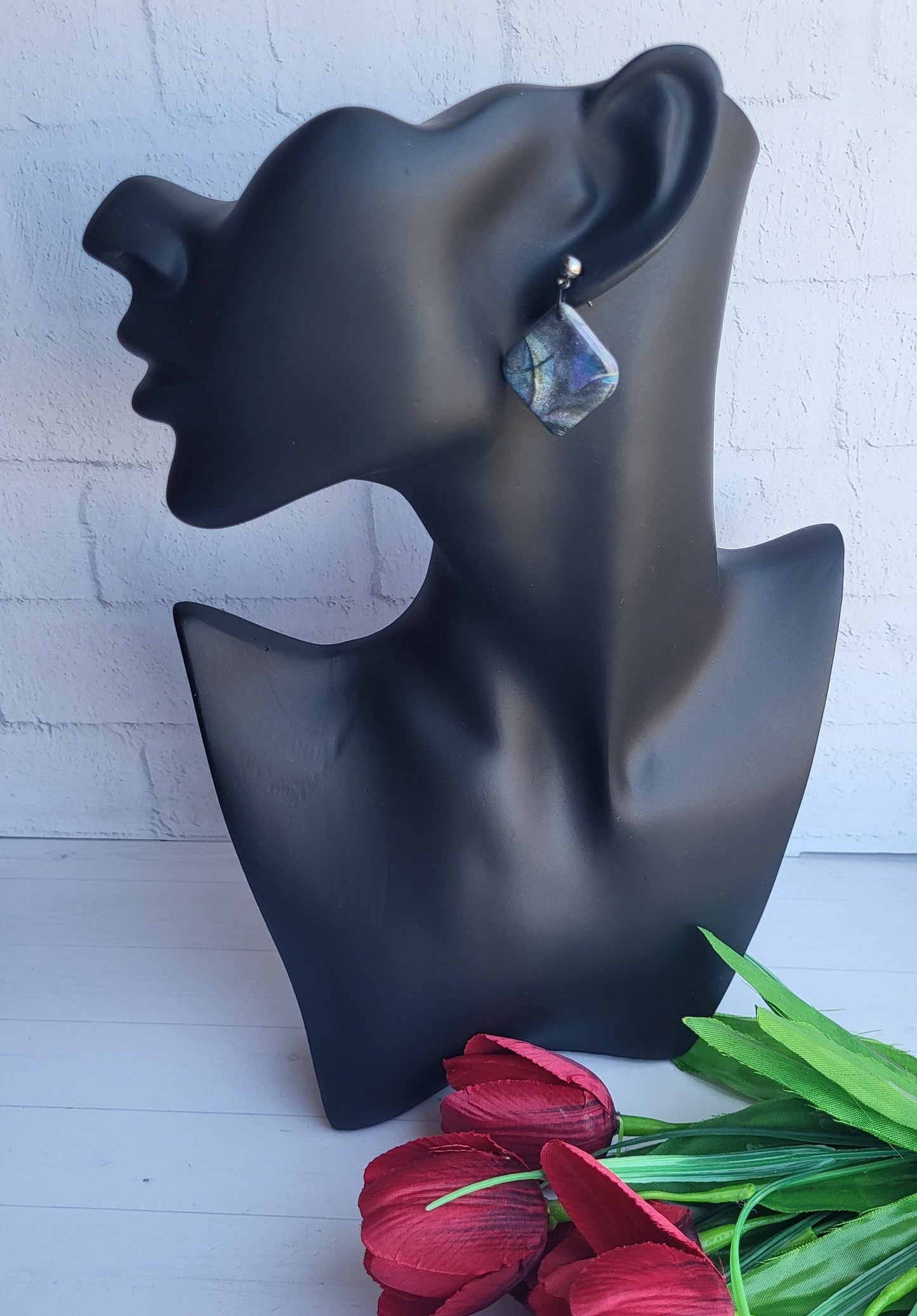 Iridescent Handmade Polymer Clay Earrings/Lightweight Statement Earrings for Every Occasion/Stylish Clay Jewelry for a Touch of Elegance