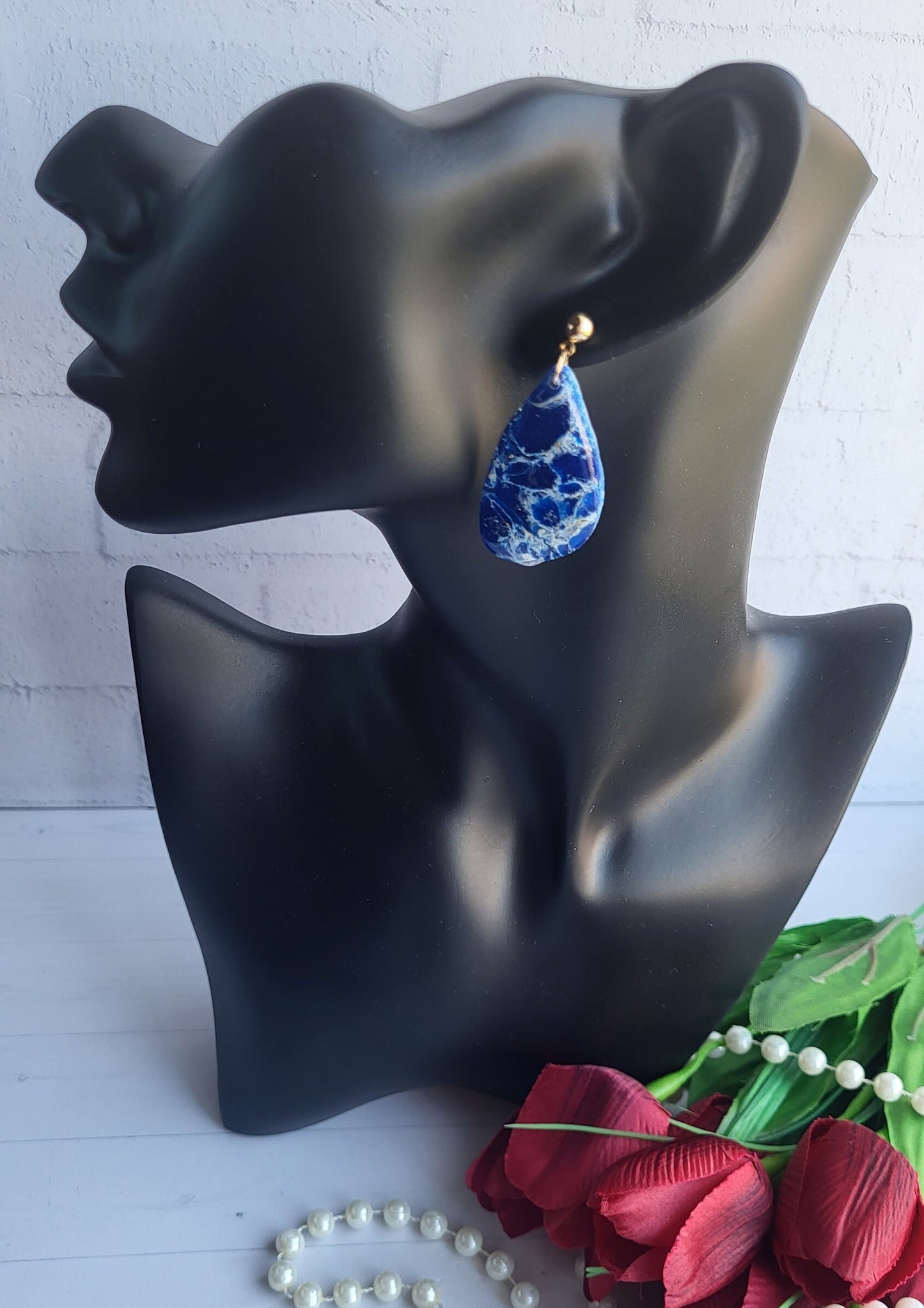 DARK BLUE EARRINGS | Eye Catching Earring | Elegant Earring | Teardrop Earrings | Polymer Clay Handcrafted Comfortable High Quality Earrings
