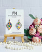 Handmade Multicolored Teardrop Polymer Clay Earrings with Gold Frame/Unique Handmade Earrings with Artistic Multicolor Motif