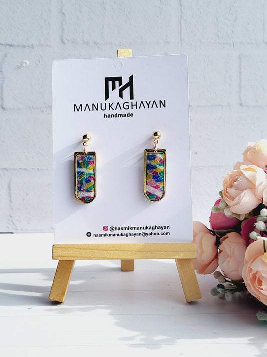 Colorful Mosaic Polymer Clay Earrings/Bold and Bright Mosaic-Inspired Earrings/Playful and Colorful Rectangular Earrings