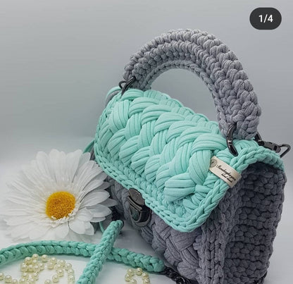 Handmade Crochet Medium Tote Bag | Shoulder Clutch | Brides Purse | Evening Knitting Pouch | Special Occasion Gift | Envelope Crochet Purse