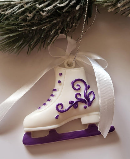 White and Purple Epoxy Resin Ornaments for Festive Holiday Decor/Handcrafted Epoxy Resin Christmas Charms in White and Purple