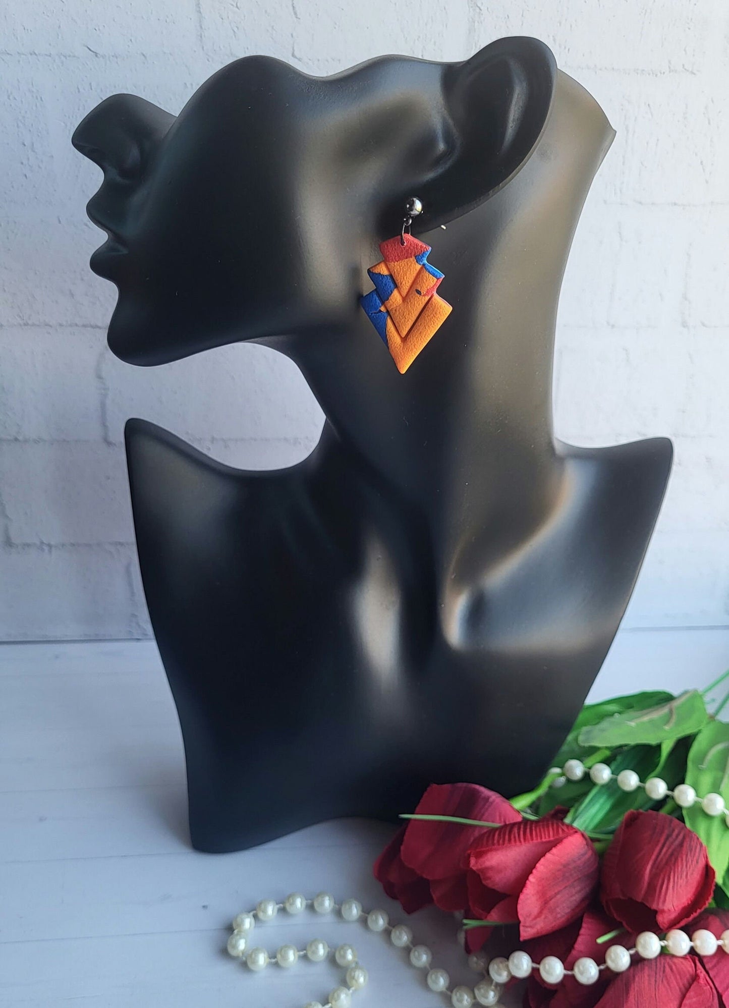Layered Chevron Statement Earrings/Playful Abstract Layered Earrings/Unique Chevron Shaped Earrings