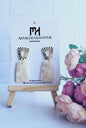 Elegant Rectangular Polymer Clay Earrings with Textured Gold Detail/Marble-Inspired Polymer Clay Earrings with Golden Flair