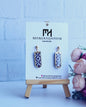 Stylish Drop Earrings/Gold Accent Earrings/Boho Chic Earrings/Textured Purple Jewelry/Patterned Clay Design/Artisan Crafted Earrings