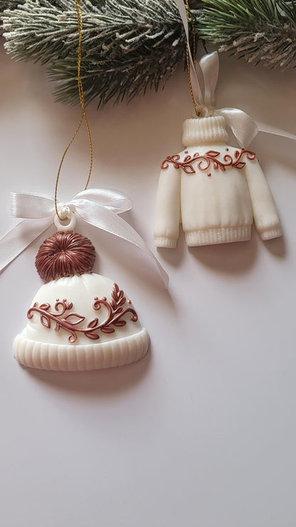 Handmade Epoxy Resin Christmas Ornaments/Chic Christmas Ornaments: Sweaters, Skates, and Mittens in Resin
