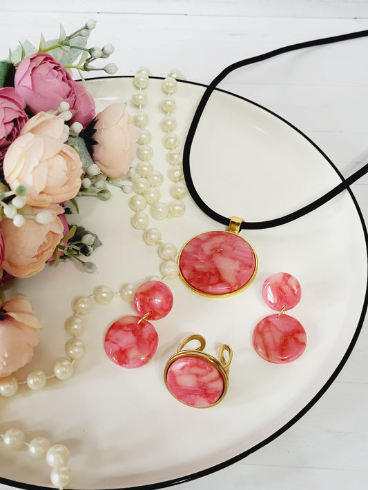 Jewelry Set/jewelry/ring/earring/necklace/giftforher/wedding/mothersday/girl/present/polymerclayjewelry/round/fashion/fashionjewelry/luxuary