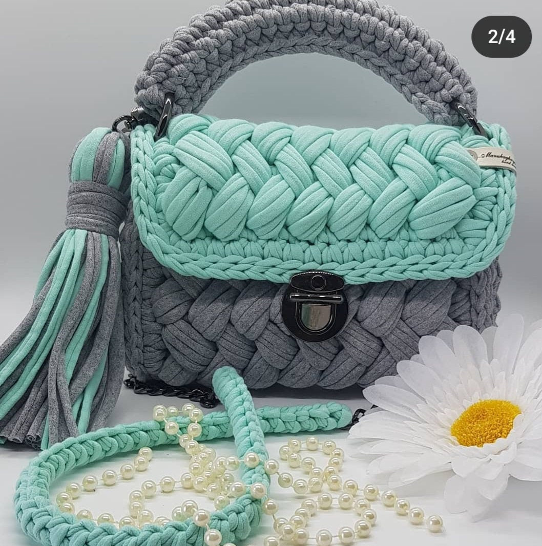 Handmade Crochet Medium Tote Bag | Shoulder Clutch | Brides Purse | Evening Knitting Pouch | Special Occasion Gift | Envelope Crochet Purse