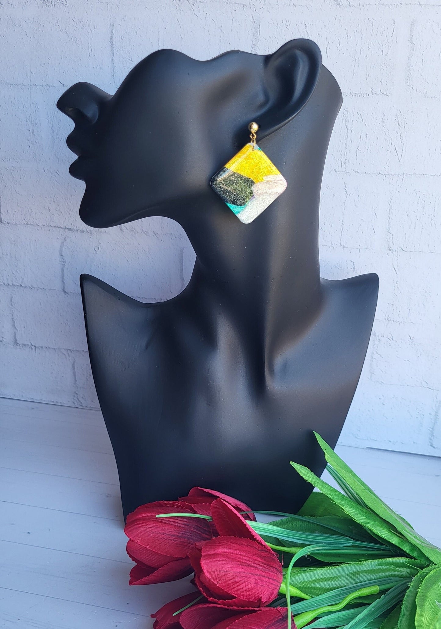 AESTHETIC EARRINGS | Big Square Earrings | Multicolored Earring | Geometric Earrings | Creative Best Selling Hand Made Shiny Finish Earrings