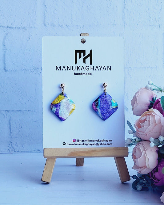 Colorful Art-Inspired Drop Earrings/Unique Hand-Painted Polymer Clay Earrings/Elegant Multicolor Statement Earrings/