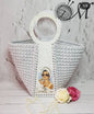 ELEGANT KNITTED BAG | Knitted Thread Bag | Handmade White Bag | Womens Designer Bag | White Polyester Plastic Printed Handmade Tote Bag