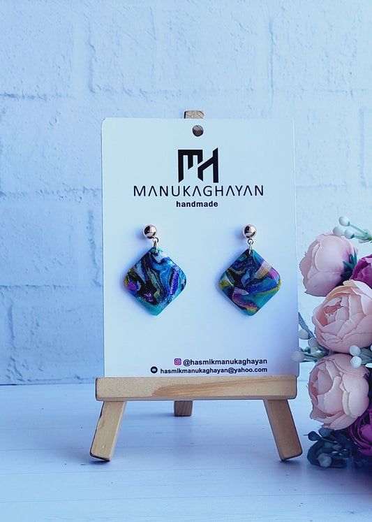 Vibrant Swirl Earrings/Colorful Abstract Drops/Handmade Statement Jewelry/Marbled Rainbow Jewelry/Colorful Artistic Earrings
