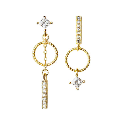 Asymmetrical 18K Gold-Plated Geometric Earrings