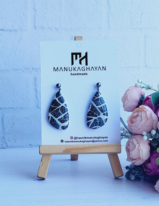 Handmade Black Zebra Print Polymer Clay Earrings | Animal Print Dangle Earrings | Statement Animal Dangle Earrings | Handmade Jewelry