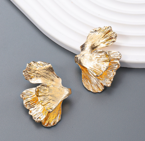 Gingko Biloba Large 18K Gold Plated Leaf Earrings