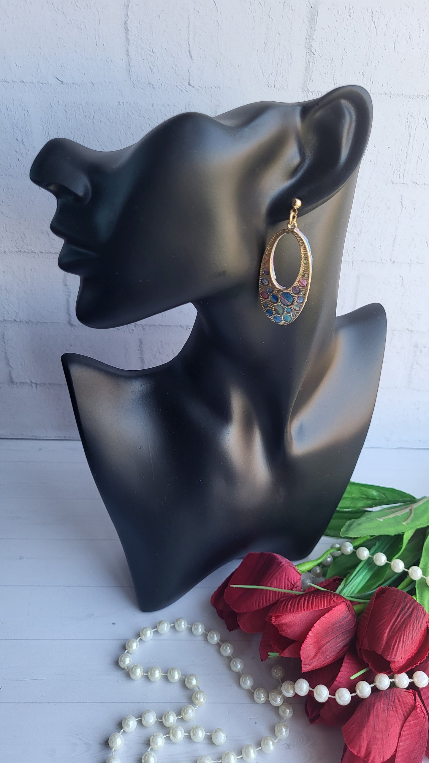 Oval Shape Minimalist Polymer Clay Earrings | Statement Drop Earrings | Glamorous Pink White Oval Earrings | Handmade Jewelry Gift for Her
