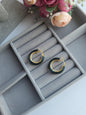 Elegant Greenish-Blue & Gold Miyuki Beaded Hoop Earrings/Chic Beaded Hoop Earrings – Greenish-Blue  and  Gold Miyuki Beads
