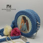 Handmade Blue Jeans Bag with Knitted Threads | Plastic Mural and Chain Handle Bag | Trendy Bag With One Pocket | Casual Fashion Bag