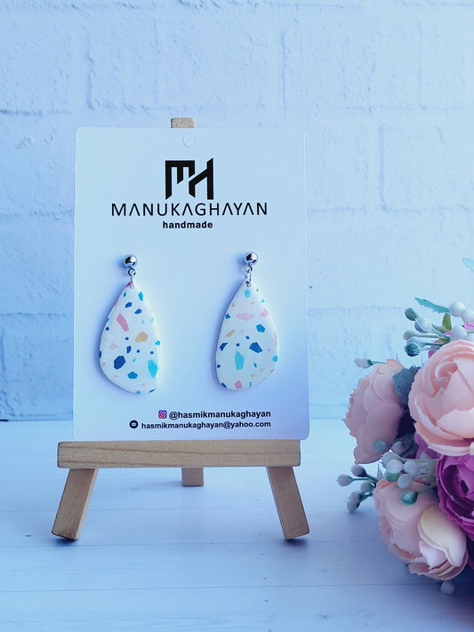 Handmade Teardrop Polymer Clay Earrings | Unique Statement Jewelry | Silver Stud Earrings | Statement Earrings | Gift for Her | Chic Earring