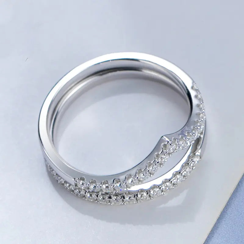 Moissanite Ring S925 Silver Plated Band Jewelry