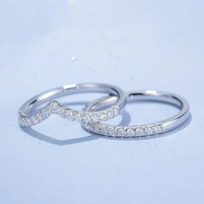 Moissanite Ring S925 Silver Plated Band Jewelry