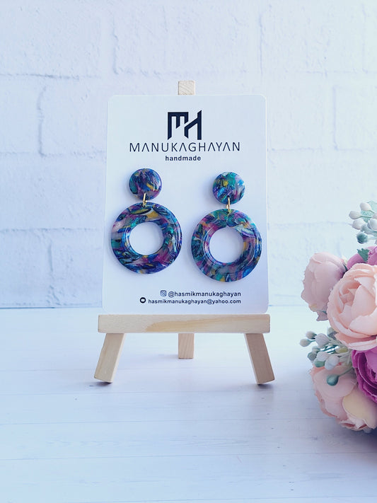 Glossy Multicolor Polymer Clay Earrings for a Trendy Look/Fashionable Polymer Clay Jewelry with Unique Artistic Designs/