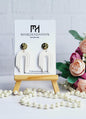 Handmade White Arch Polymer Clay Earrings with Gold Accents/Minimalist Textured Arch Earrings in Polymer Clay