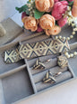 Geometric Beaded Jewelry Set – Handmade Bracelet 15×3 cm, Ring and  Earrings/Black and silver Beaded Jewelry Set